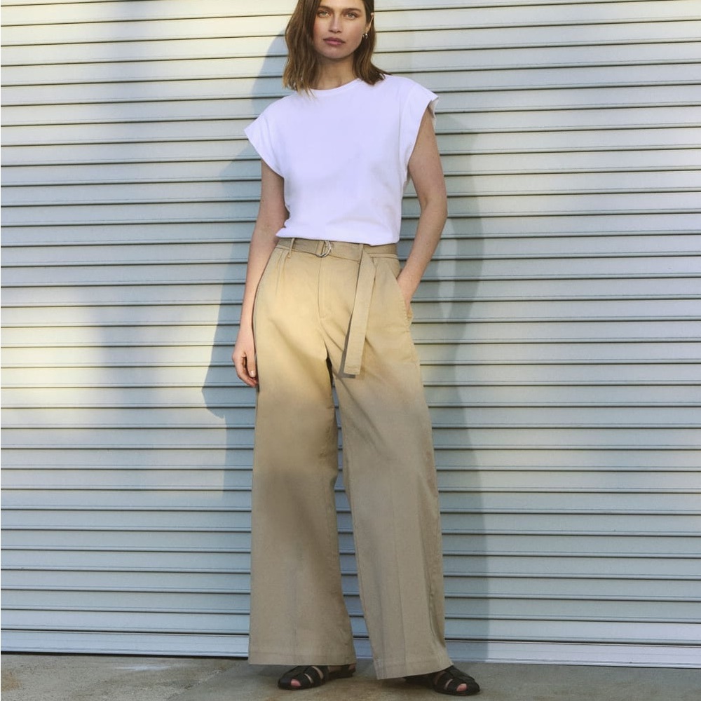 Everlane Beige Wide-Leg Pants